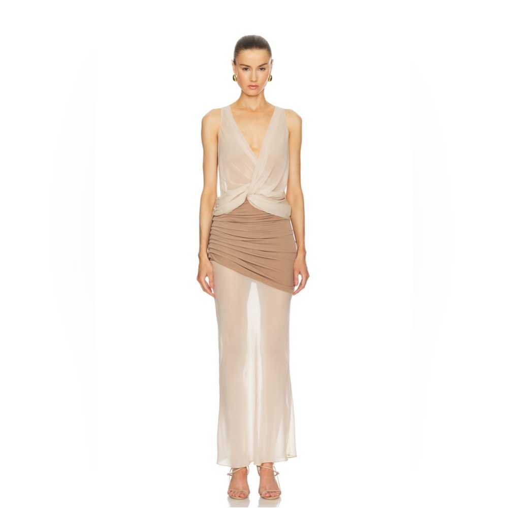 L’Academie by Marianna Marin Midi Dress in Neutral